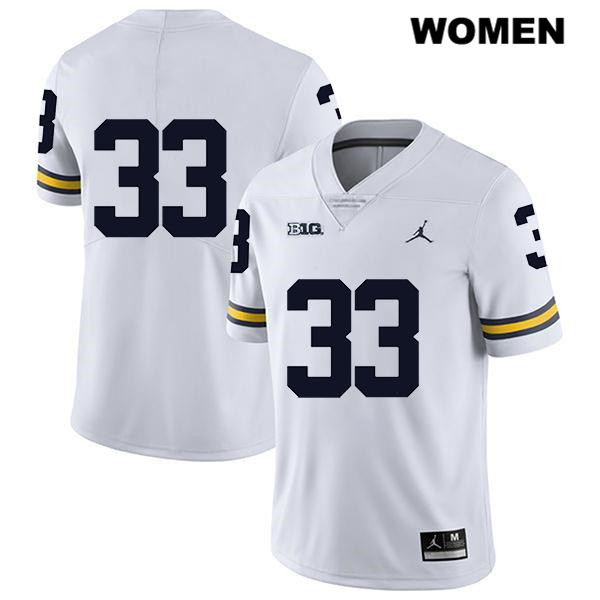 Women's NCAA Michigan Wolverines Camaron Cheeseman #33 No Name White Jordan Brand Authentic Stitched Legend Football College Jersey ON25S77EK